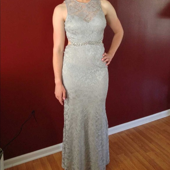 Dillards Dresses Dillards B Darlin Gray Lace Openback Prom Dress